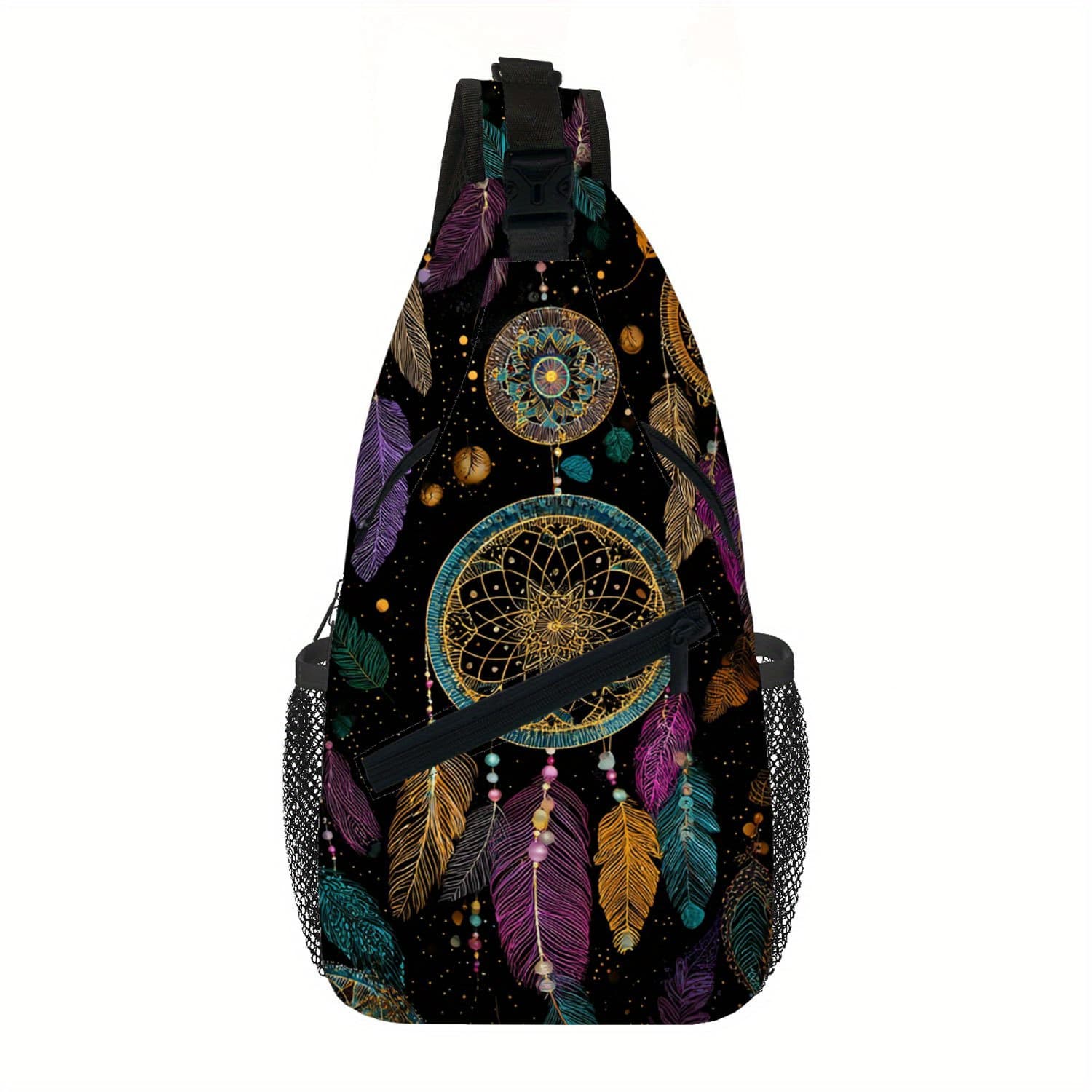 TEMU Men' Retro Bohemian Crossbody Sling Bag With Adjustable Strap - Vintage Chest Backpack Suitable For Travel, Hiking & Daily - Machine-washable Bag With Passport &