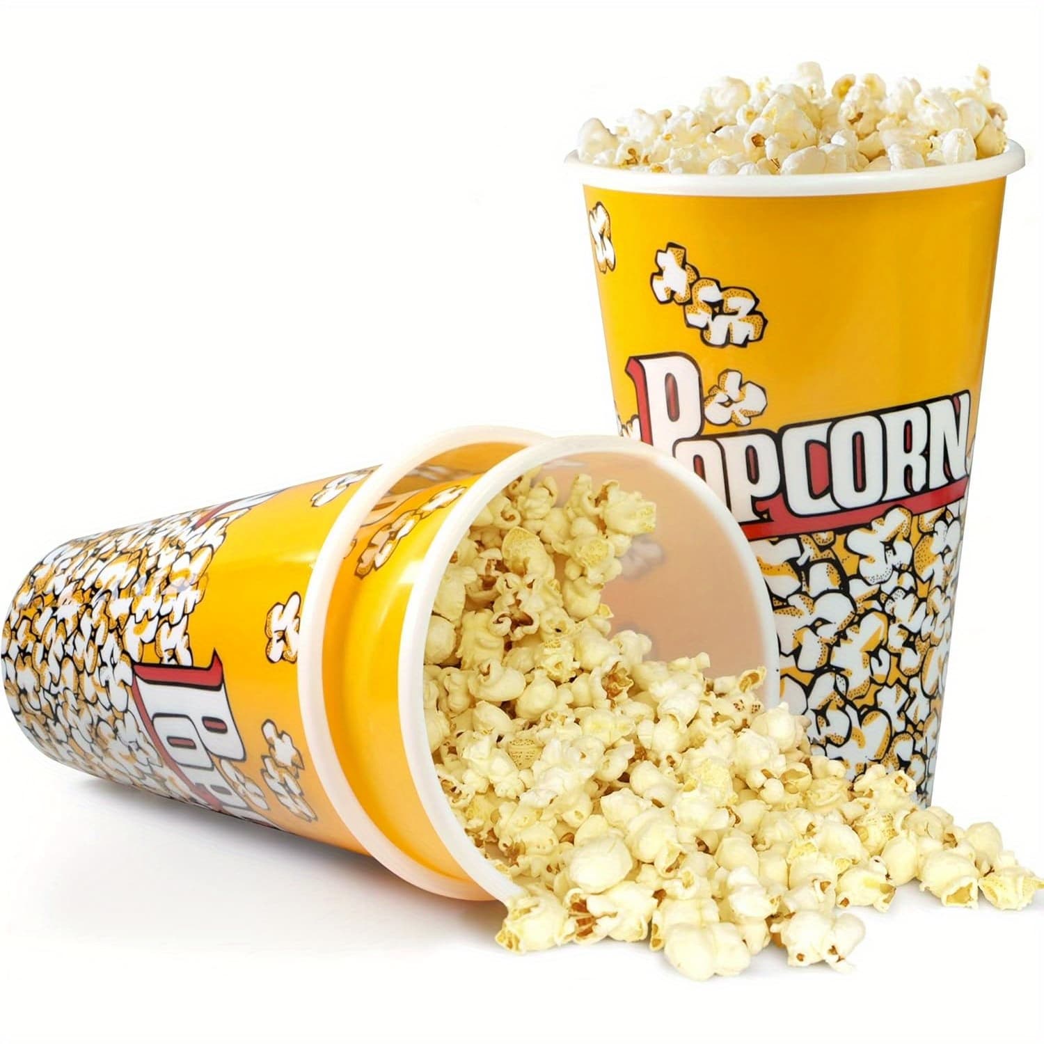 TEMU Novelty Retro Style Plastic Popcorn Containers For Movie Night - 7" Tall X 4.5" Top Diameter