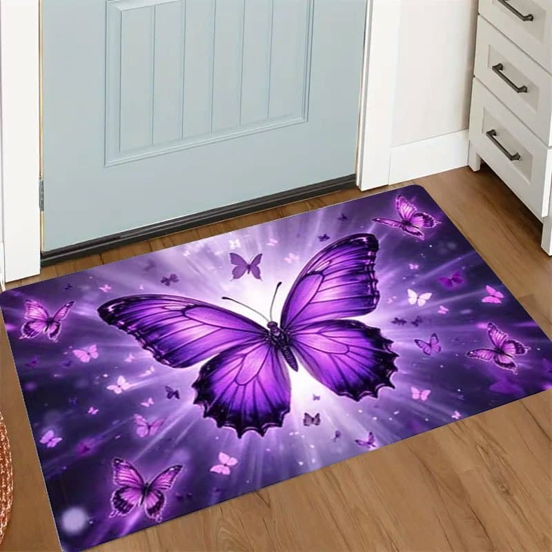 TEMU 1pc Modern Non-slip Soft Plush Carpet - Paisley/striped/solid Indoor Welcome Mat, Adhesive Pvc Backing Suitable For Bedroom, Living Room, Kitchen, Bathroom Entrance - Machine Washable