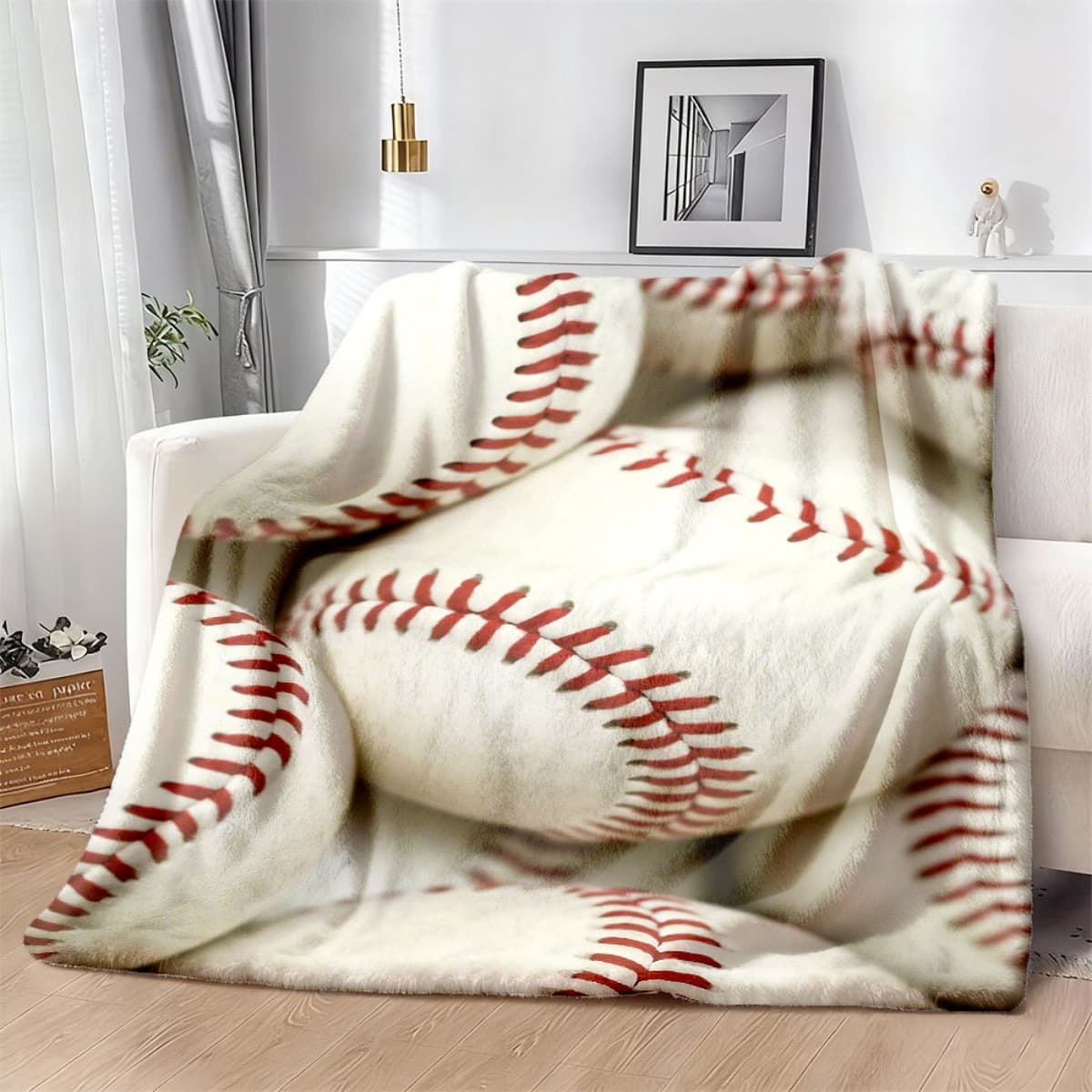TEMU 1pc Baseball Throw Blanket, Comfortable And Soft, Suitable For Sofa, Bed, Office, And Camping