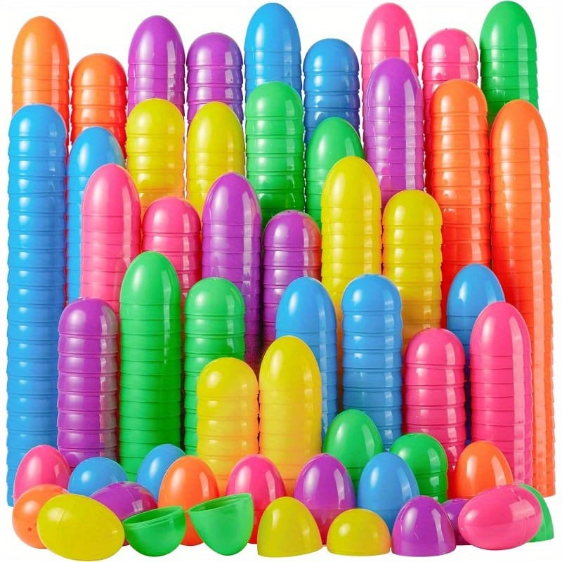 TEMU Joyin 600pcs 2.3" Easter Eggs, Empty Plastic Eggs Fillable Colorful Bright Eggshell Bulks For Easter Hunt, Filling Treats, Party Favor, Basket Stuffers, Classroom Prize Supplies