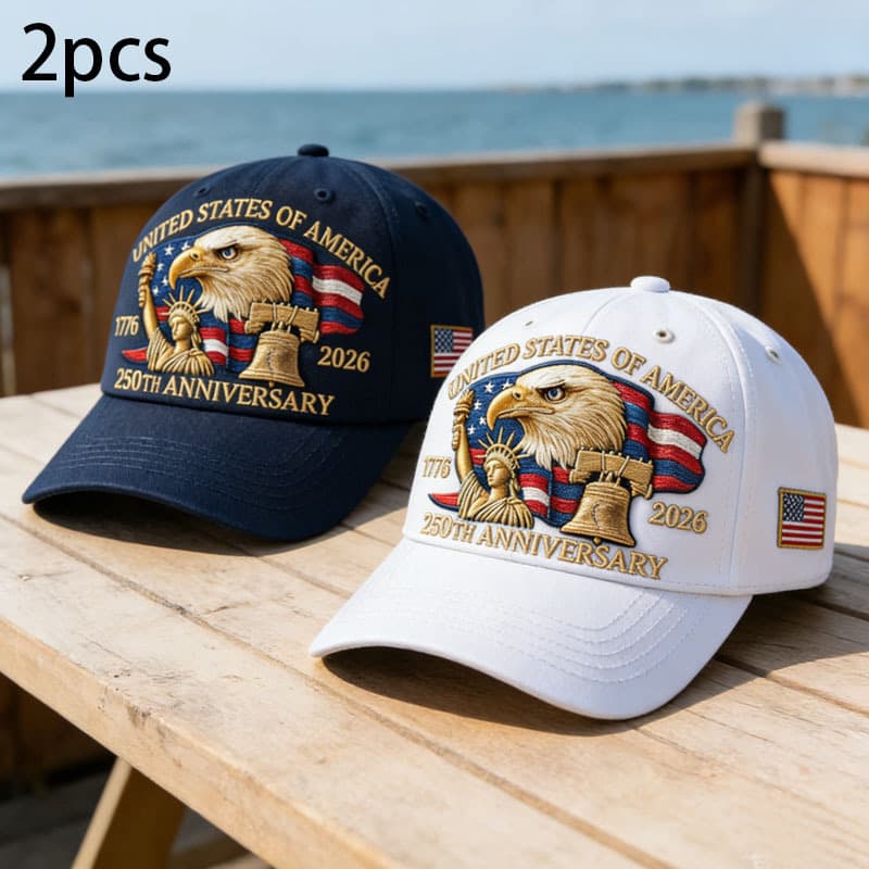 TEMU 2pcs Caps/3pcs Set And Glasses 2026 Us 250th Anniversary Baseball Caps With Statue Of And Eagle Embroidery, Suitable For Couples, Sisters, , Family, And All .