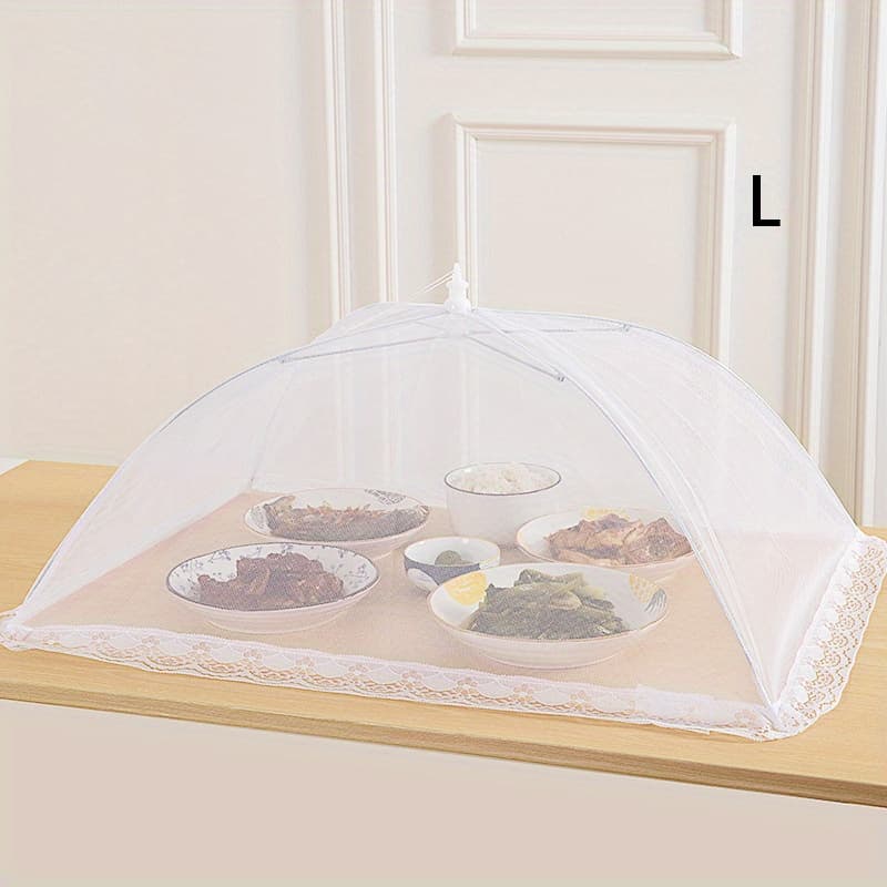 TEMU 1pc Foldable Portable Dining Table Food Cover With Transparent Mesh Design, Protection For Outdoor Picnics, Barbecues, , Durable Plastic Material, Compact & Breathable For Indoor/outdoor Use
