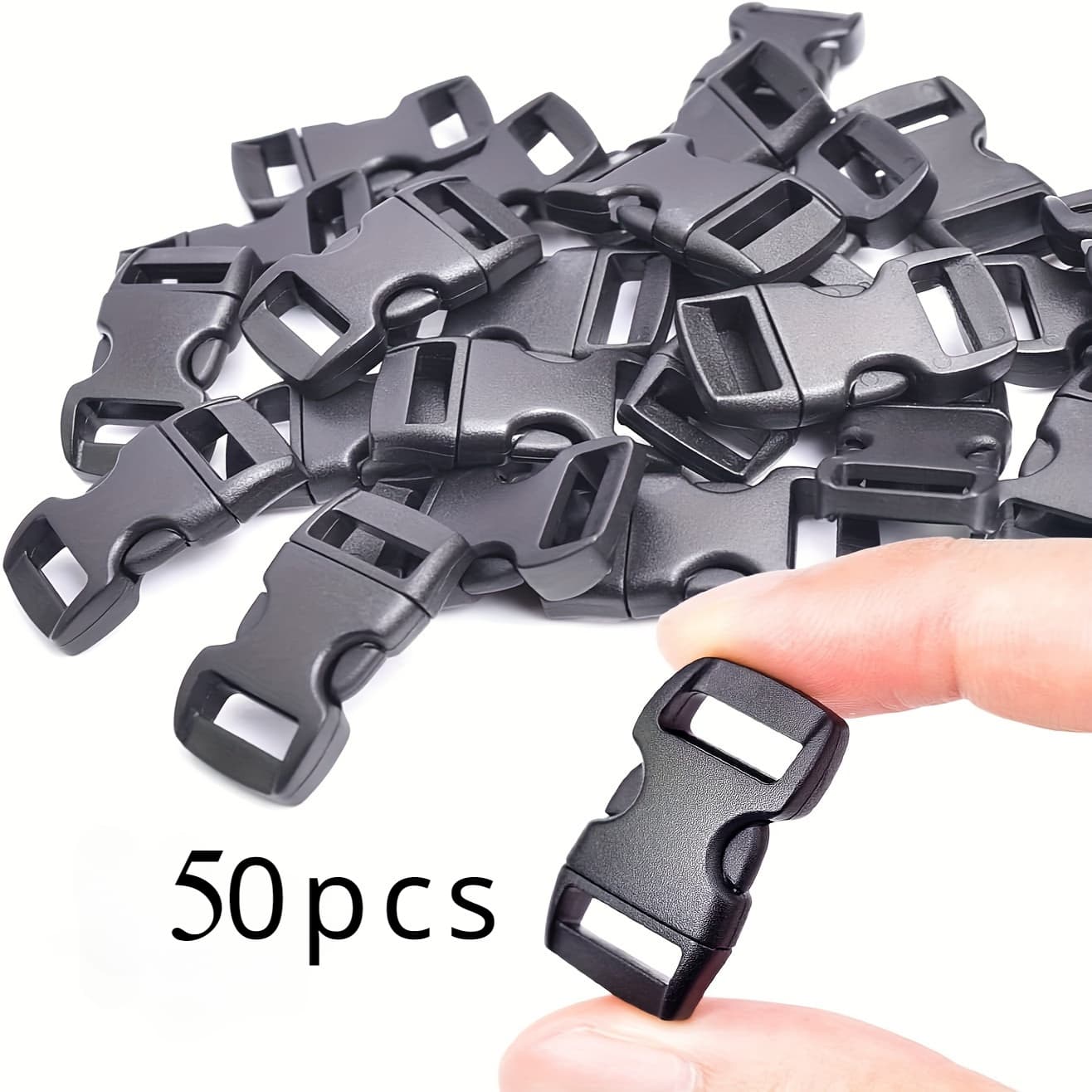 TEMU 50pcs Plastic Quick Release 3/8 Inch Curved Buckles For Paracord Bracelets And Dog Collar Straps