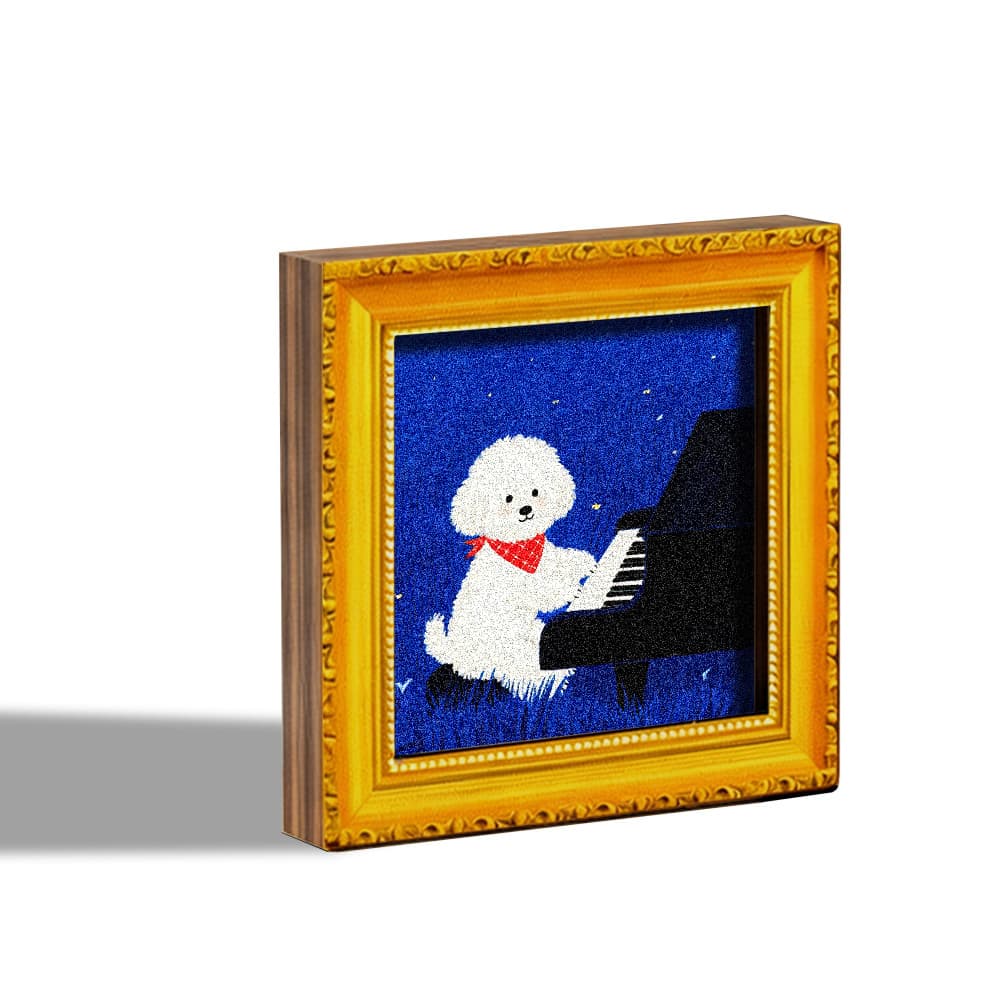 TEMU A Cute Bichon Frise Fridge Magnet, A Mini Wooden Decorative Painting Featuring A Creative Dog Playing , With In , A Wooden Fridge Magnet, Perfect For Home Or Office Decor, A Unique Holiday Gift