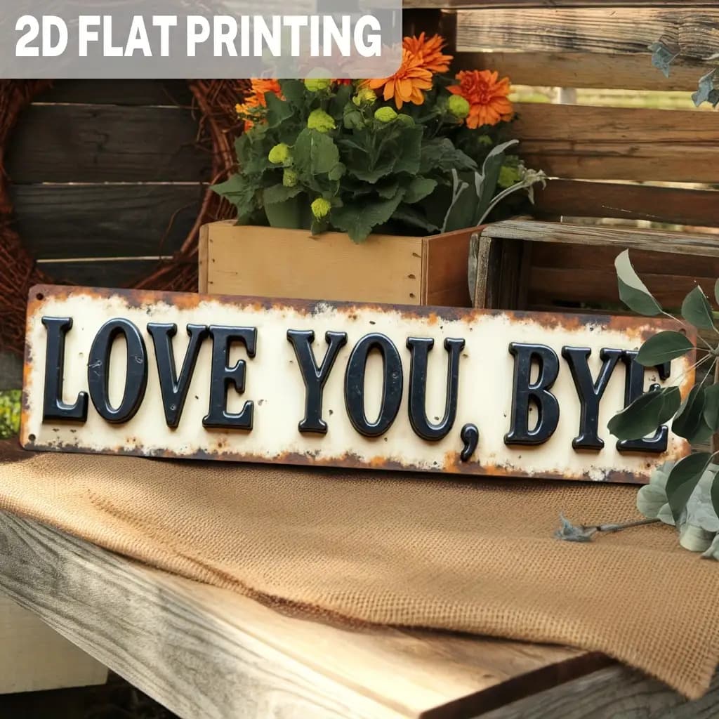 TEMU 2d Flat Printing Wooden [1pc] Rustic 'love You Bye' Farewell Theme Wooden Wall Decor - Style, No Electricity Needed, Easy Hanging For Bedroom, Living Room, Office, Decor, Distressed End