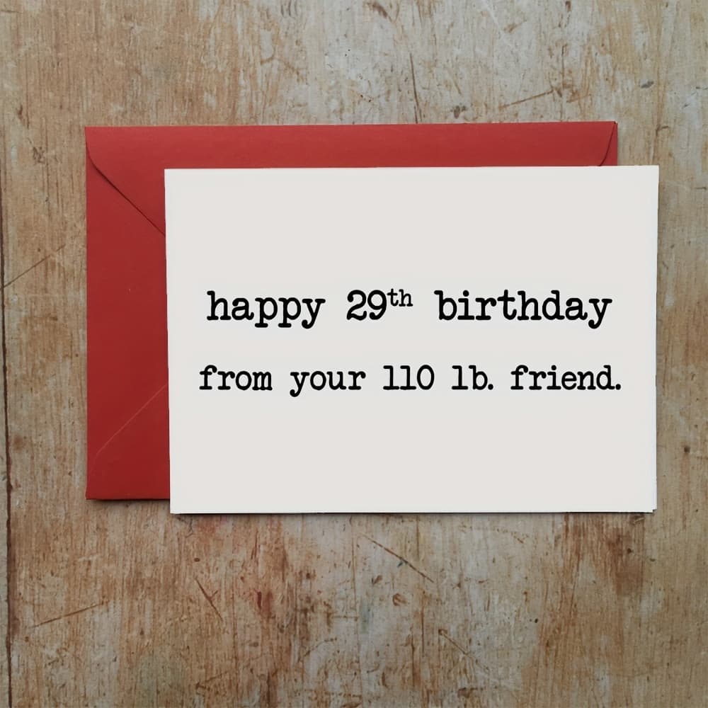 TEMU Sarcastic Birthday Card From Your 110 Lb Friend - Humorous Minimalist Greeting Card With Red Envelope, Funny Weight Loss Joke Gift For Birthday Celebrations, Funny Birthday Cards, ,