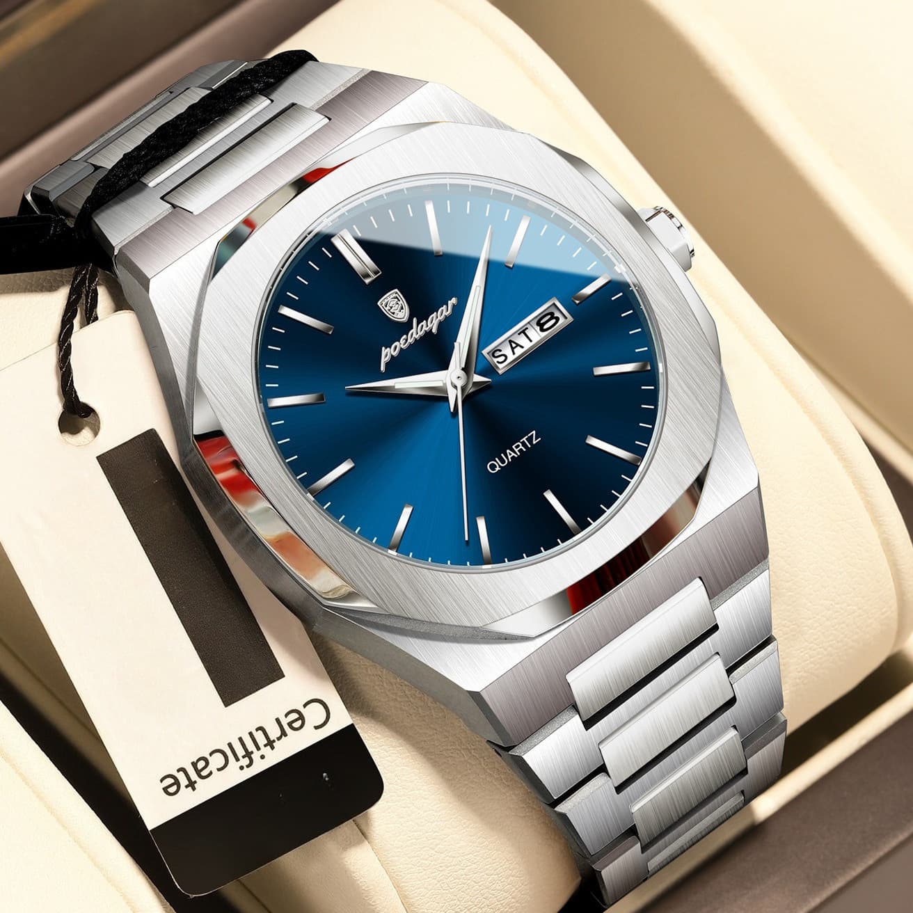 TEMU Men's Watch With Large Dial, Dual Calendar (date/day), Luminous Hands & Thick Stainless - Wristwatch Suitable For Daily Wear, Christmas, Graduation Gifts, Watch For Men & Students
