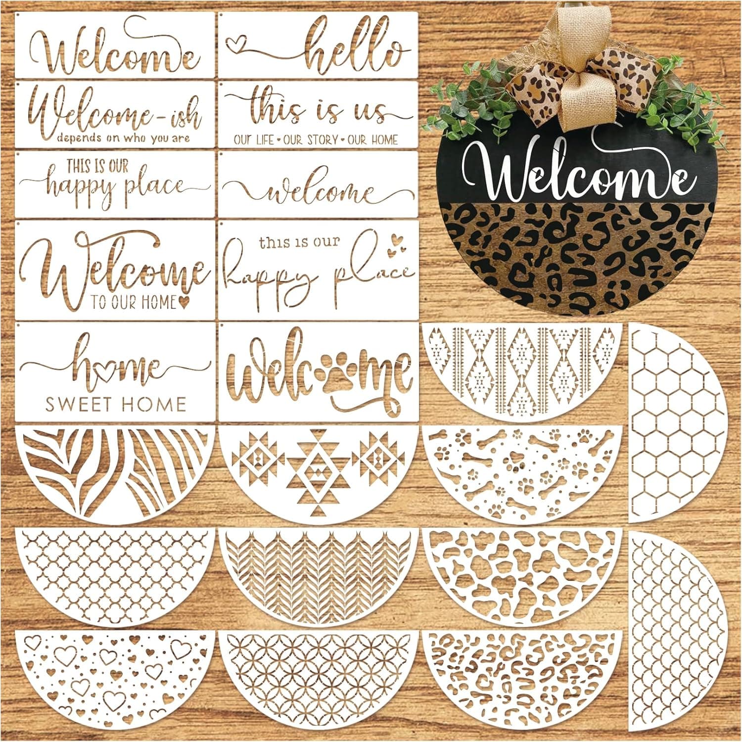 TEMU Welcome Mat Painting Template, Semi-circular Craft Stencil For Reusable Projects On Door Mats, Furniture, Logos & Canvas – Perfect For Home Decor, Office Supplies, Stencils For Crafts