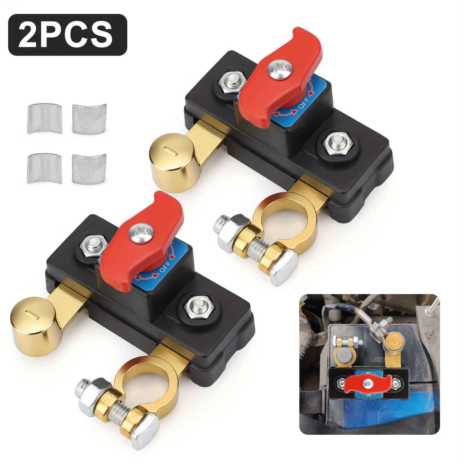 TEMU 2 Rotating Battery Isolator Switches, Durable And Sturdy, Suitable For 12v And 24v Battery Systems, No Tools Required, Suitable For Vehicles, Trucks, And Boats
