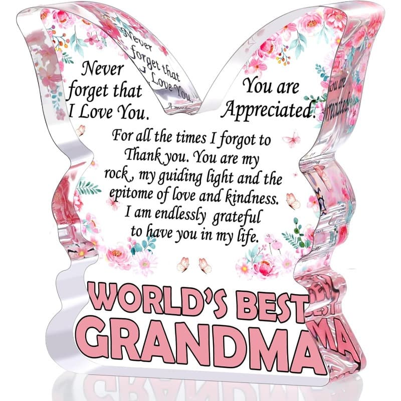 TEMU [2d Flat] 1pc Grandma Gifts From Granddaughter, Christmas Gifts For Grandma, Birthday Ideas Gift From Grandson Unique Gifts Grandma Ever Gifts Shaped Acrylic Plaque
