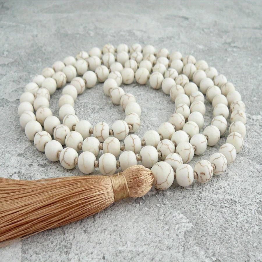 TEMU Beautiful Ethnic Style 6mm Turquoise Bead Knot Necklace, Handmade Natural Stone Bead Tassel Sweater Chain, 108 Bead Men's Cuff Bracelet Beads, Suitable For Daily Men And Women, Holiday Gift