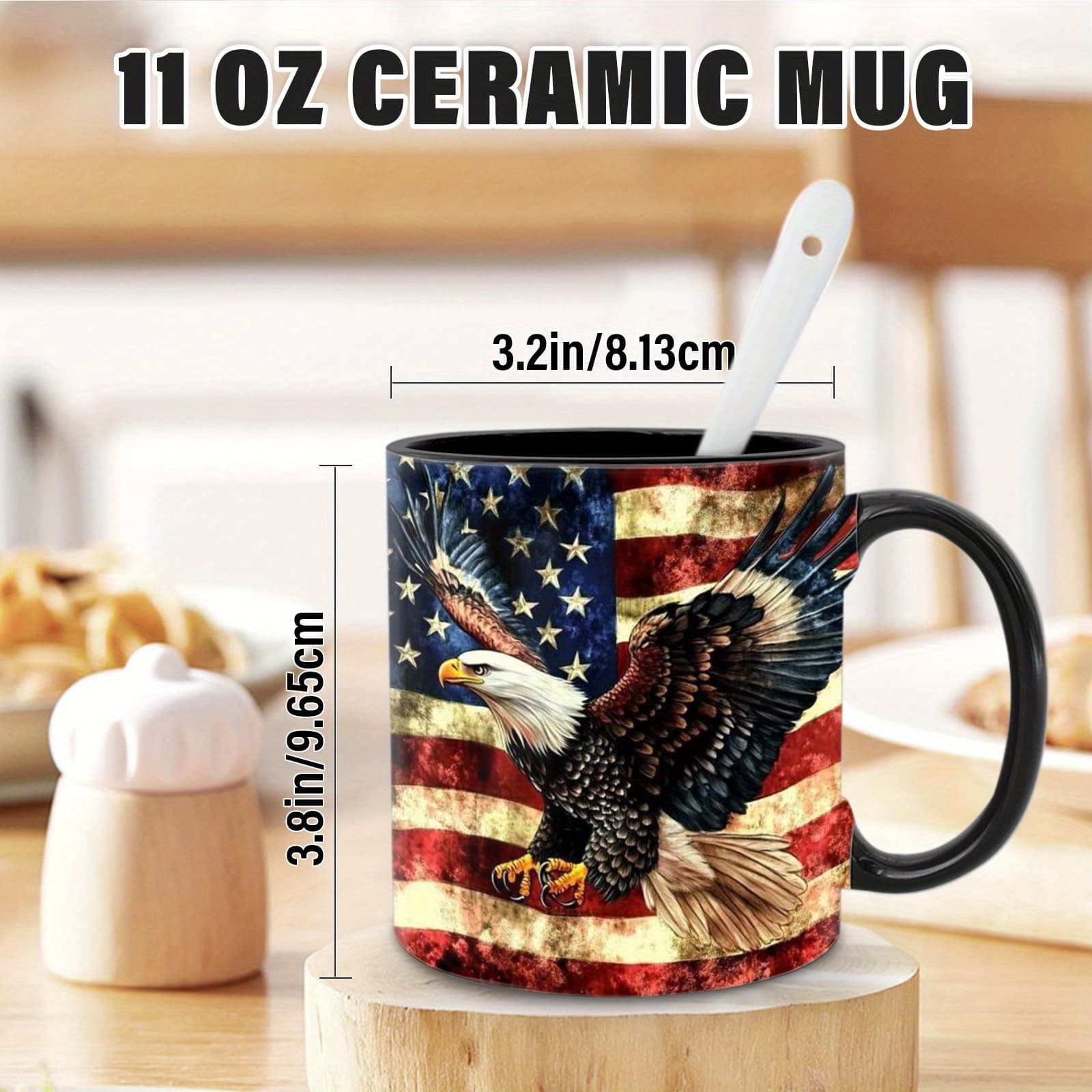 TEMU Vintage American 11 Oz Ceramic Mug Featuring A Patriotic Eagle, Perfect For Home Decoration, Office Use, Or As A Gift For