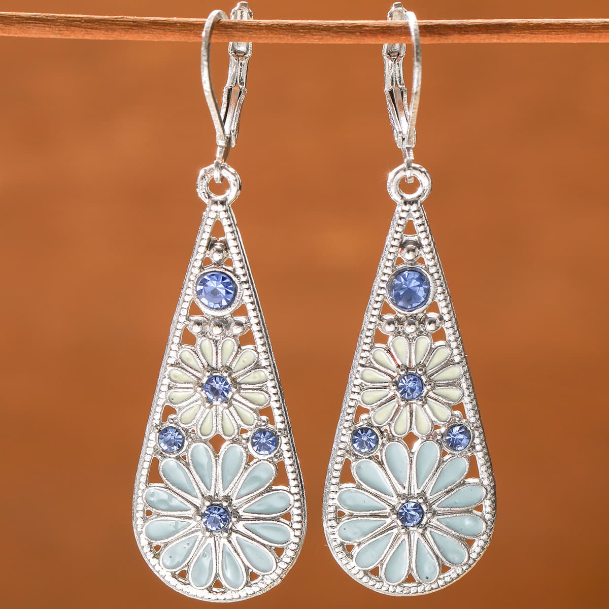 TEMU Vintage-style Exquisite Teardrop-shaped Dangling Earrings With And Inlaid With Synthetic Synthetic Zirconia, Women's Fashion Earrings