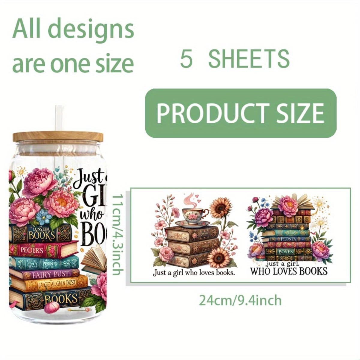 TEMU 5pcs/set A Uv Dtf Cup Packaging Suitable For 16 Ounce Glass Jars - Colored Self-adhesive Transfer Paper Diy Crafts Laptops Notebooks Et
