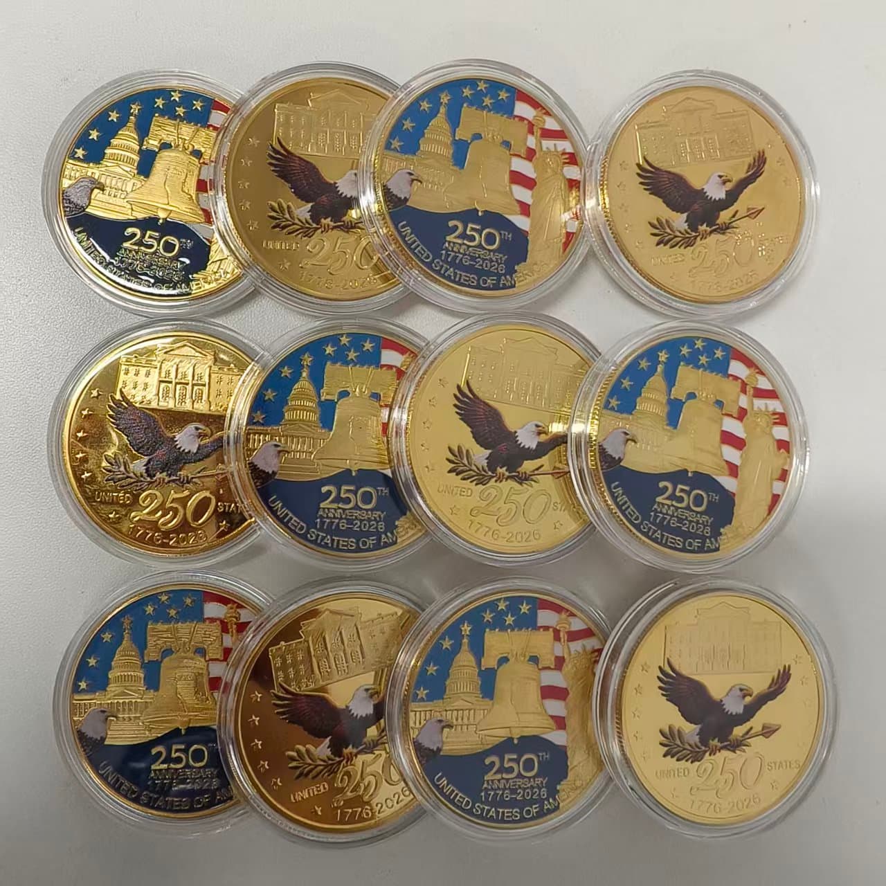 TEMU 12 Replica For The 250th Anniversary Of The United States, Exquisite Commemorative , Historical Souvenir Displays, Gifts, American Commemorative , Collectible Replica , Yellow Commemorative