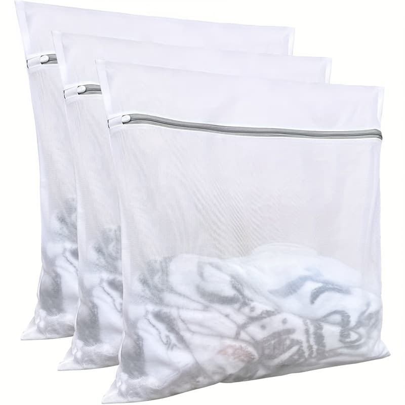 TEMU 3pcs Xxl Fine Mesh Laundry Bag With High Quality Zipper-suitable For Delicate Clothing, Underwear And College Dormitory Necessities, 19.69x23.62inches, Laundry Bag, Laundry Bags