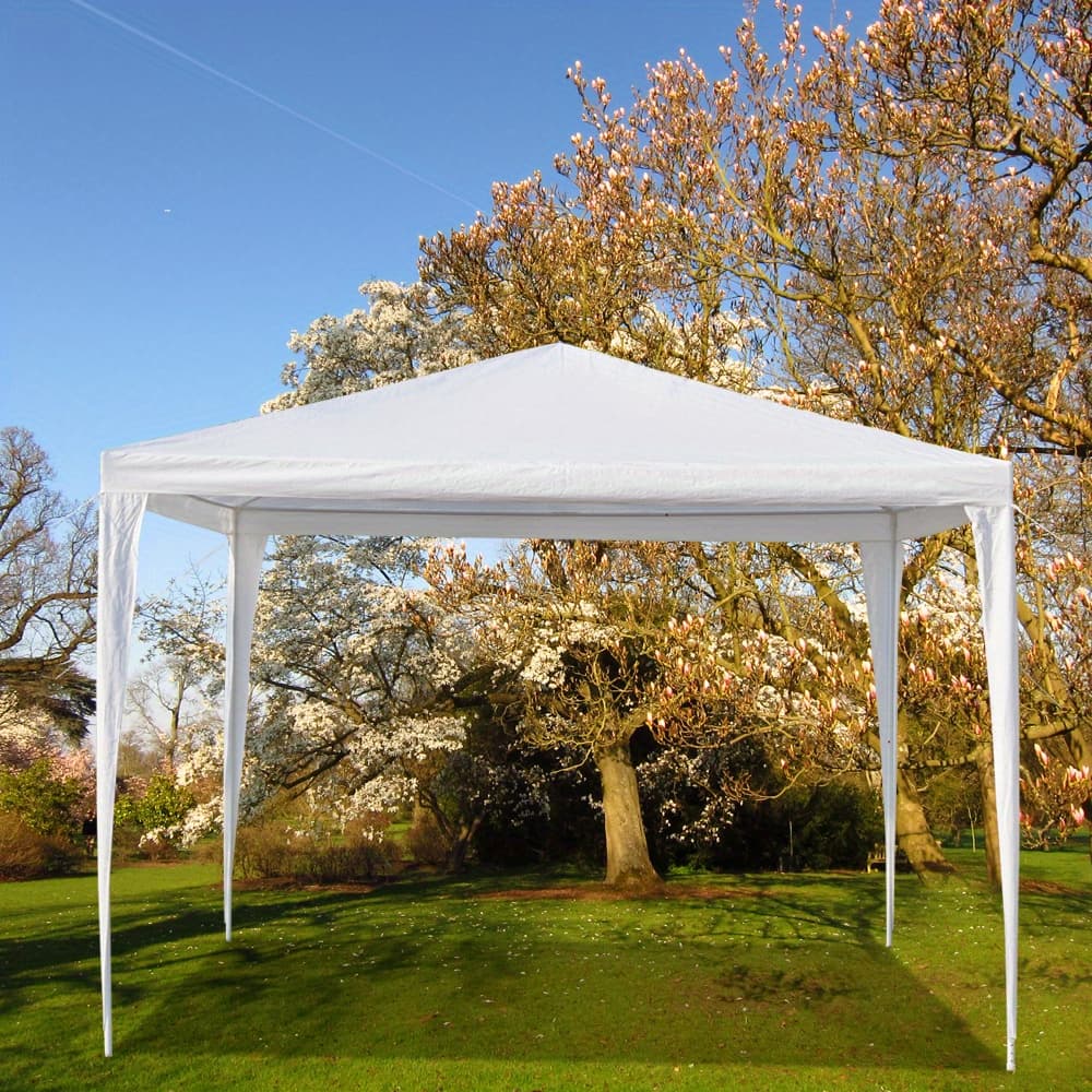 TEMU 3 X Waterproof Tent With Spiral Tubes White | Polyethylene Tarpaulin, Blackout Coating, Includes Gray Cast Iron Bracket, Mesh Weave
