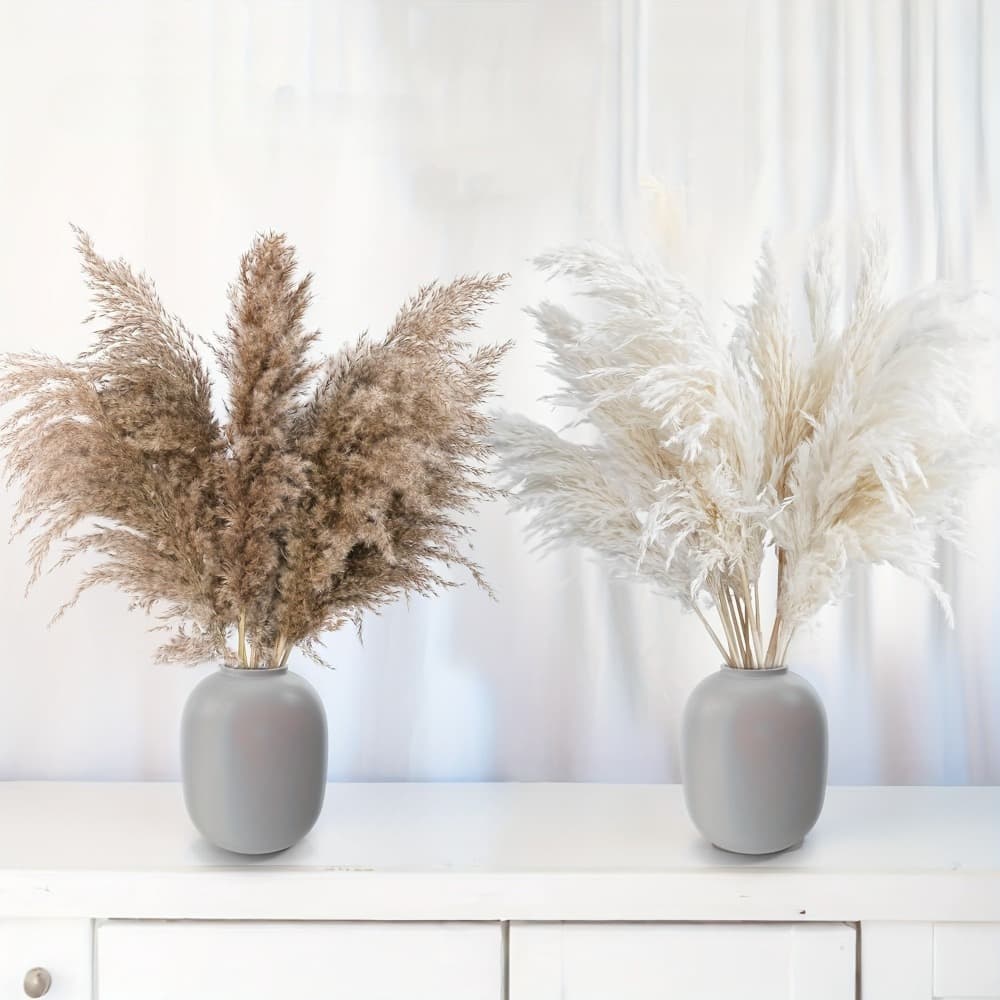 TEMU 18pcs Faux Pampas Grass Arrangement - Bohemian Inspired , Featuring Earthy Tones | Centerpiece For Weddings, Event Decor, Festive Table Settings, Bohemian Floral Designs, Synthetic