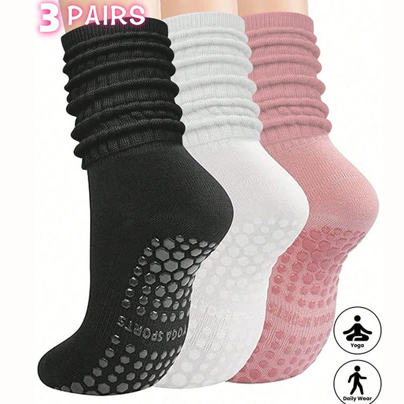 TEMU 3 Pairs Professional Women Yoga Socks For Gym And Fitness Breathable Silicone Anti-slip Ballet Pilates Dance Sports Socks