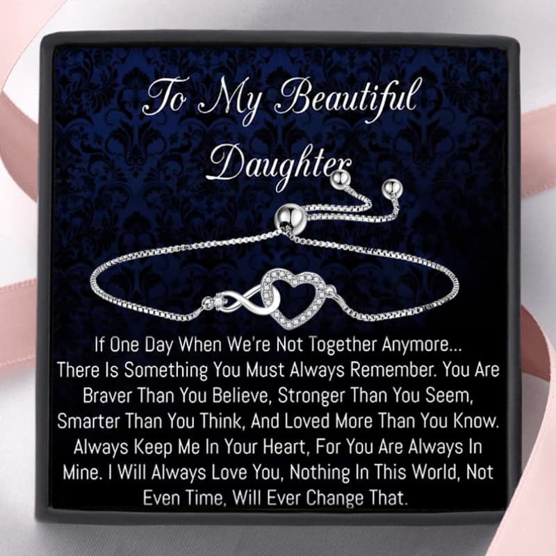 TEMU To My Love Heart Bracelet With Card & Box, Daughter Bracelet, Birthday Gift, Christmas Gift