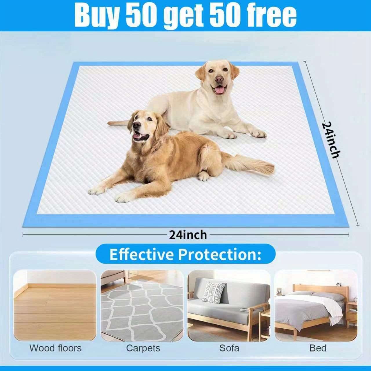 TEMU () Buy 50 Get 50 Free Thickened High Quality Super Absorbent Dog Pee Pad, Xl/ Xxl Suitable For Medium And Large Dogs, Easy To Clean, Is A Must-have For Camping Dogs, Adult Pads