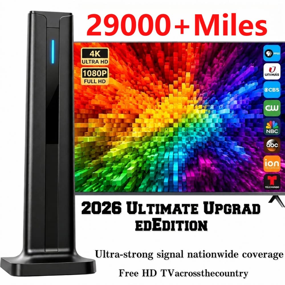 TEMU 29000+mile 4k Hd Digital Tv Antenna: Long-range 4k/1080p Signal Amplifier With 360° Full Coverage For Local Channels | Compatible With Smart/old Tvs (urban & )