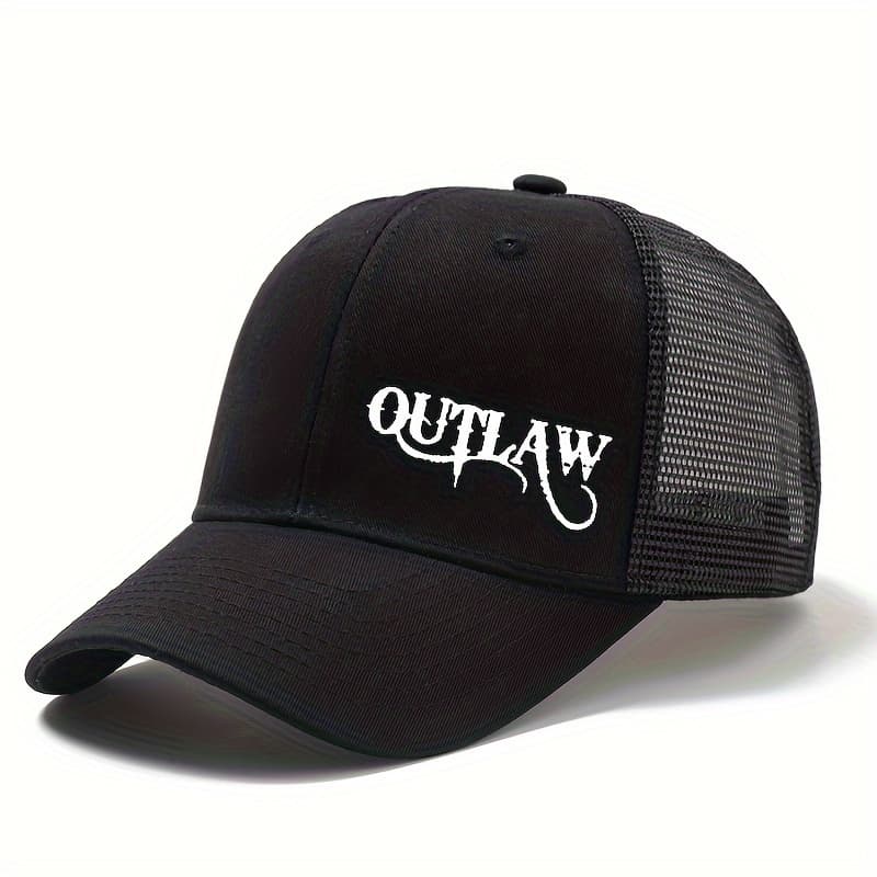 TEMU 1pc 1pcs Piece For Males Suitable For Outlaw Lettering Print Adjustable Snapback - Breathable Mesh Back, Outlaw Design, Casual Streetwear Hat For Concerts/gym/