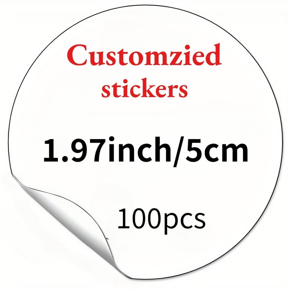 TEMU 50/100pcs 3/4/5/6/7 Cm Personalized Custom Waterproof Sunscreen Image Stickers - Suitable For , Weddings, Gifts And Promotions - , Water Bottles, Etc