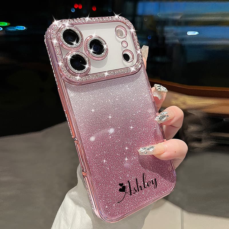 TEMU Phone Case - Phone Case Custom Diy Name Sparkling Phone Case Suitable For 17 Pro Max, 15, 16 Pro Max, 13 Pro, 12 Pro Max, 14