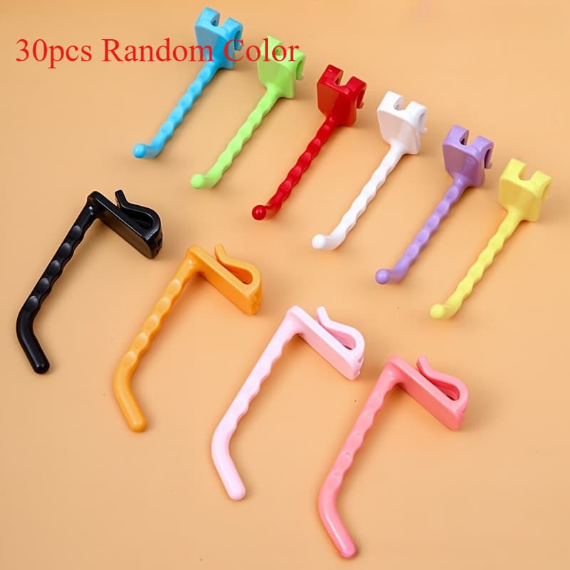 TEMU 30pcs Pack Random Color Durable Plastic Hooks, Suitable For Metal Mesh Panels - For Supermarkets, Retail Stores, And Home Use, Utility Hooks
