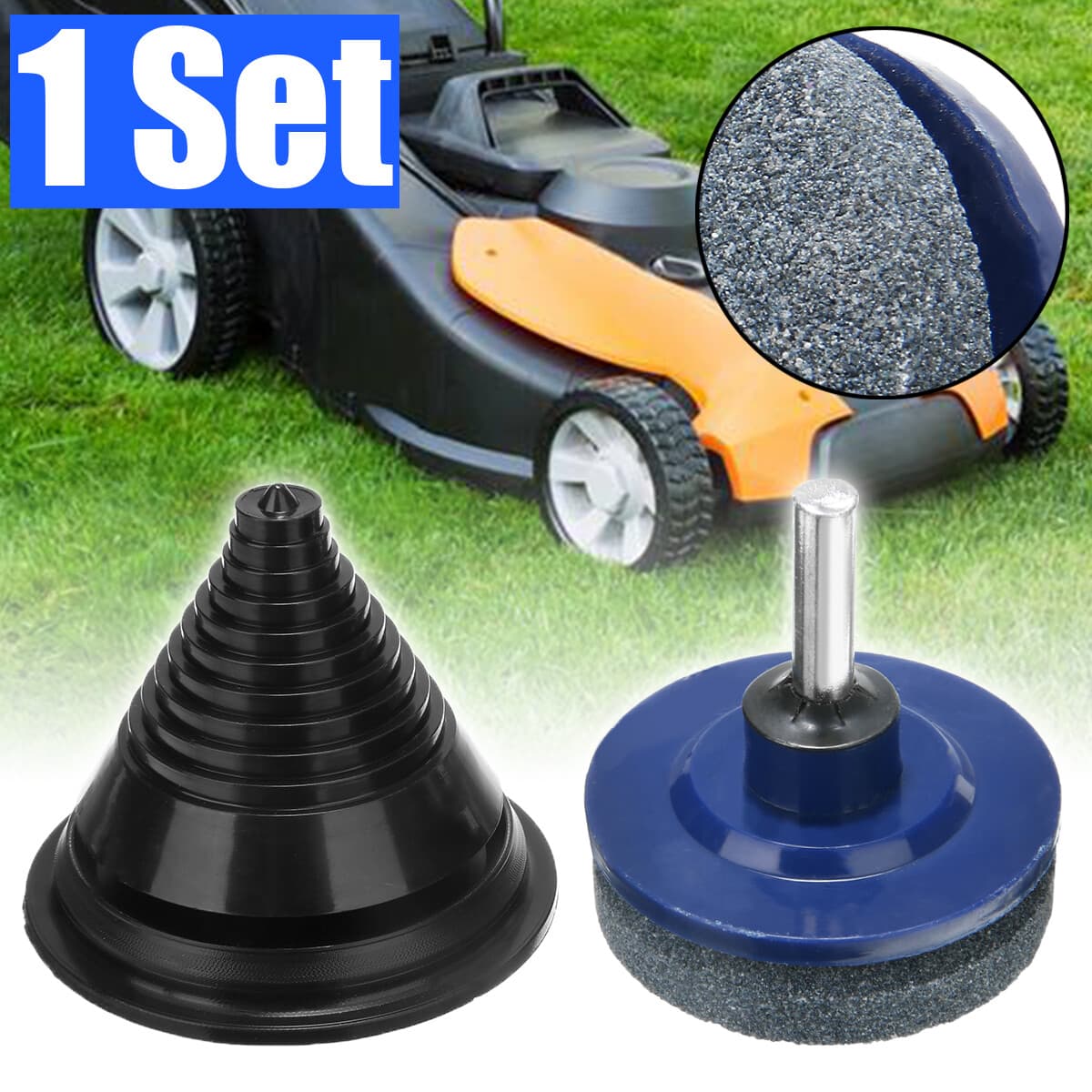 TEMU Universal Lawn Mower Blade Sharpener Designed For Rotary Mowers, Compatible With Power Drills And Hand Drills, Along With A Blade Balancer