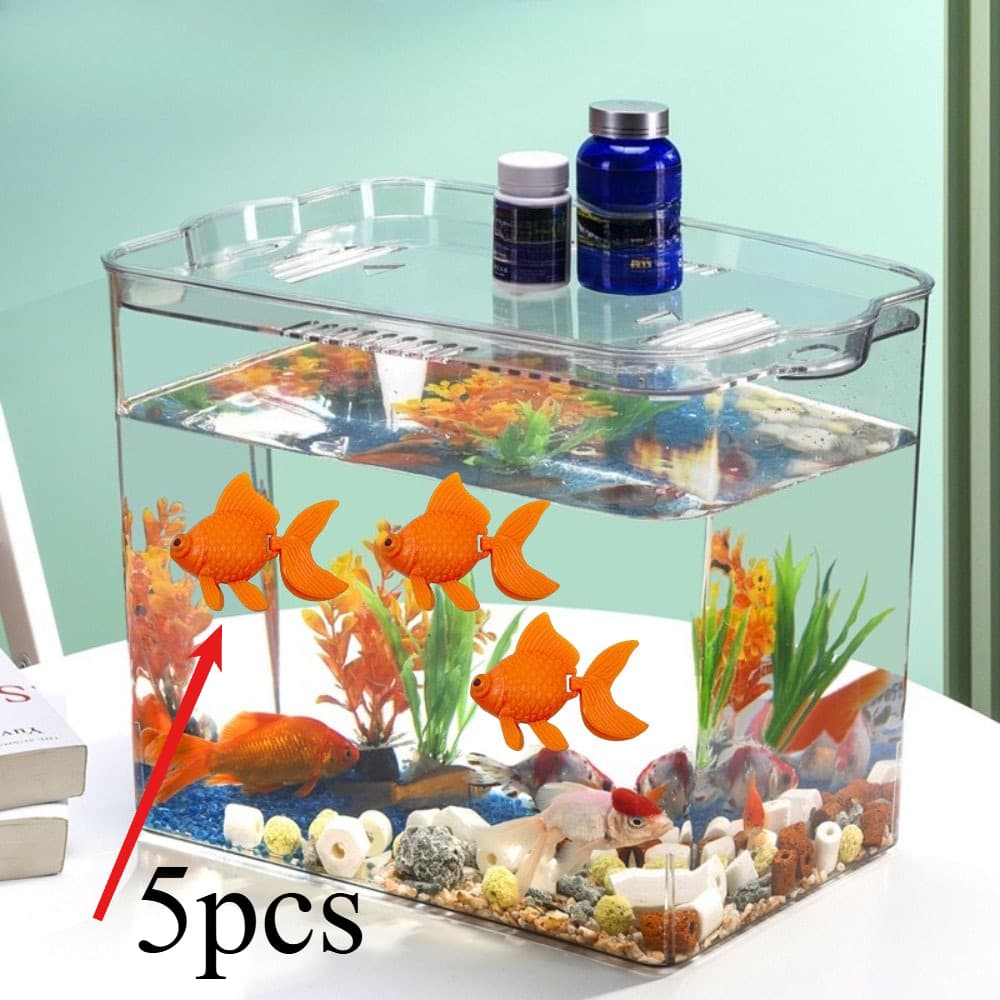 TEMU [never Feed] Realistic Floating Goldfish, Free- Aquarium Decoration, Orange Lifelike Low-maintenance, Dynamic Tank Atmosphere, Desktop Ornament, Brightening Home Office
