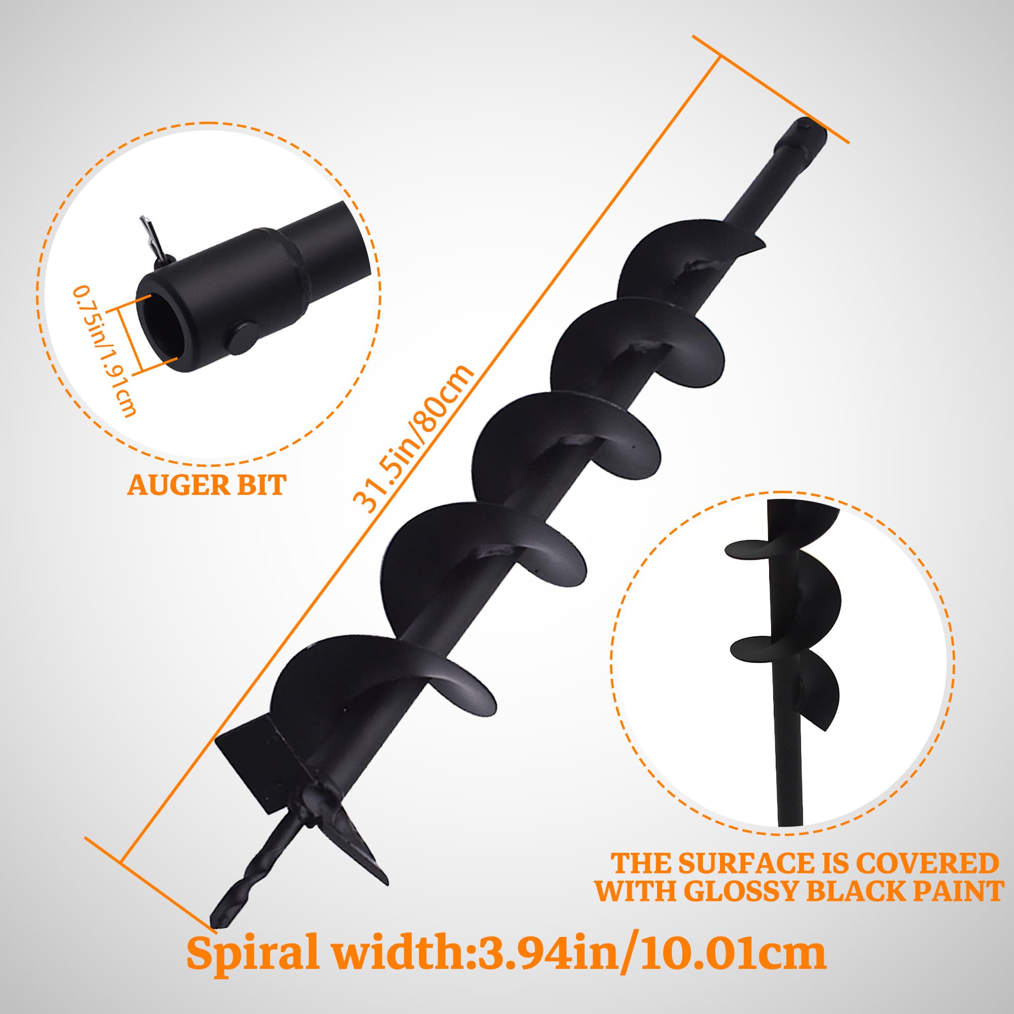 TEMU Auger Drill Bit 4 X 31 Inch Garden Auger Spiral Drill Bit Earth Auger Bit Post Or Umbrella Hole Digger With 3/ 4 Shaft