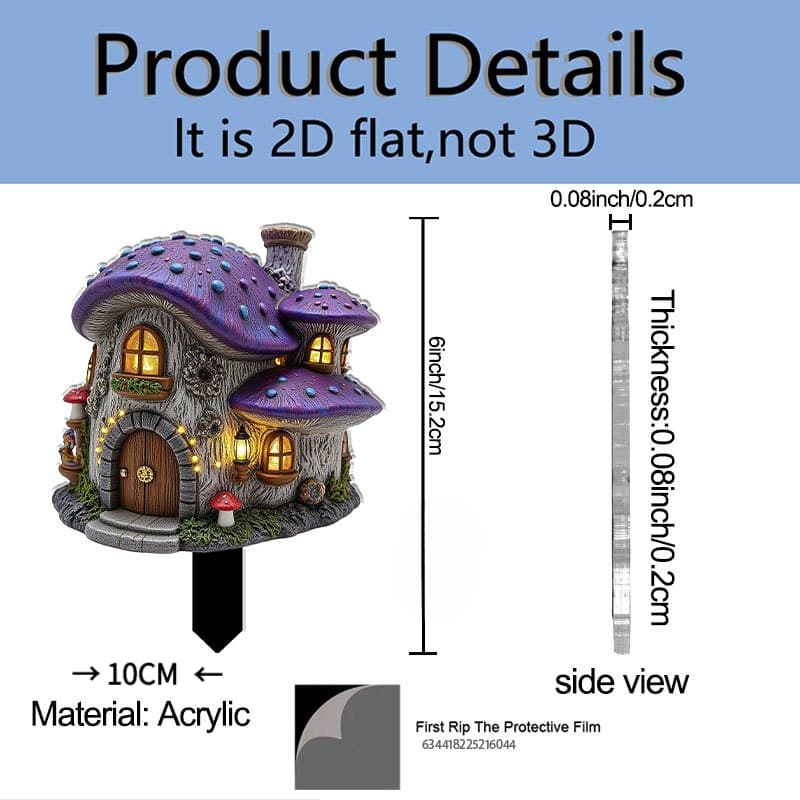TEMU 2d Flat, [2d Flat] 2d Flat Acrylic Soil Insert With A , Shaped Like An Adorable Mushroom, Perfect For Enhancing Outdoor Spaces With Garden Decor. Used As A Flowerpot Ornament, 2d Flat