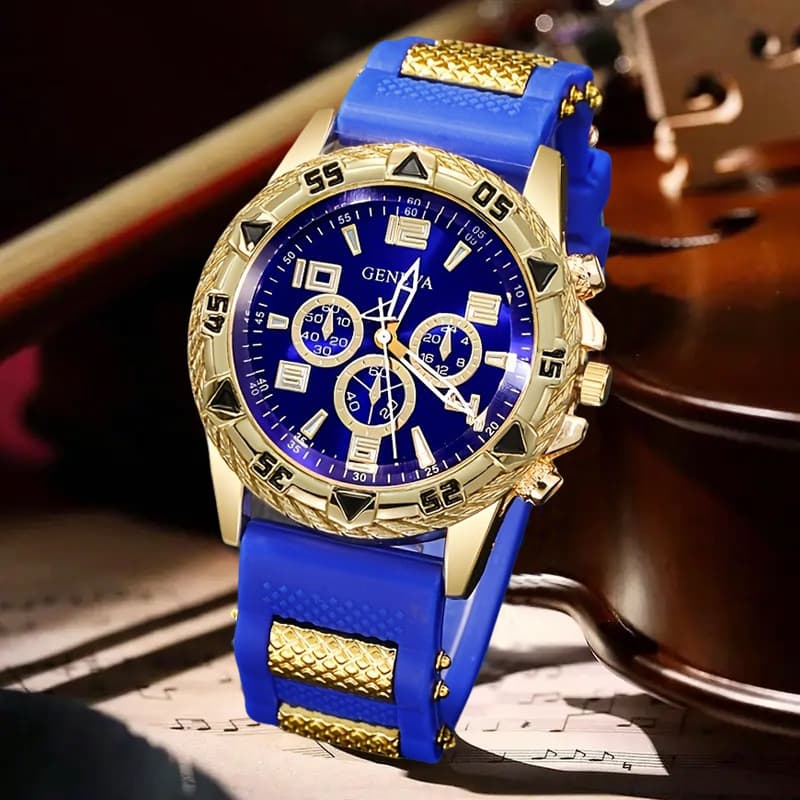 TEMU Stylish Men's Featuring Quartz Movement - A With A Silicone Band, Alloy Casing, Perfect For Men And Women - Ideal Gifts For Christmas And Halloween, Watch For Men