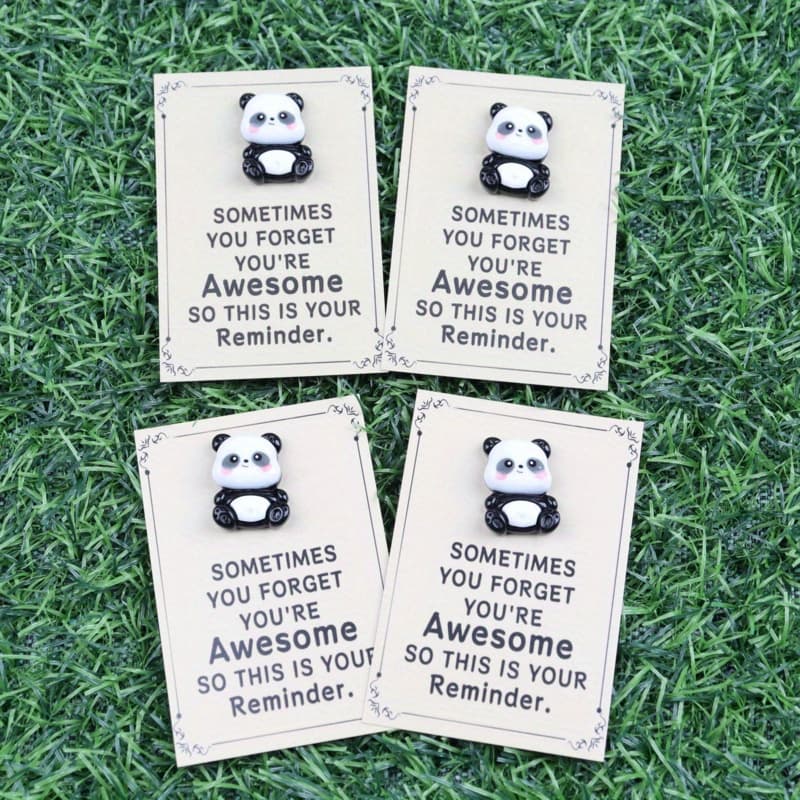 TEMU 4pcs Resin Pandas With Positive Affirmation Encouragement Greeting Cards Suitable For Charm Items - Unique Birthday, , Thanksgiving, Valentine's Day Gifts And Good Luck Additions