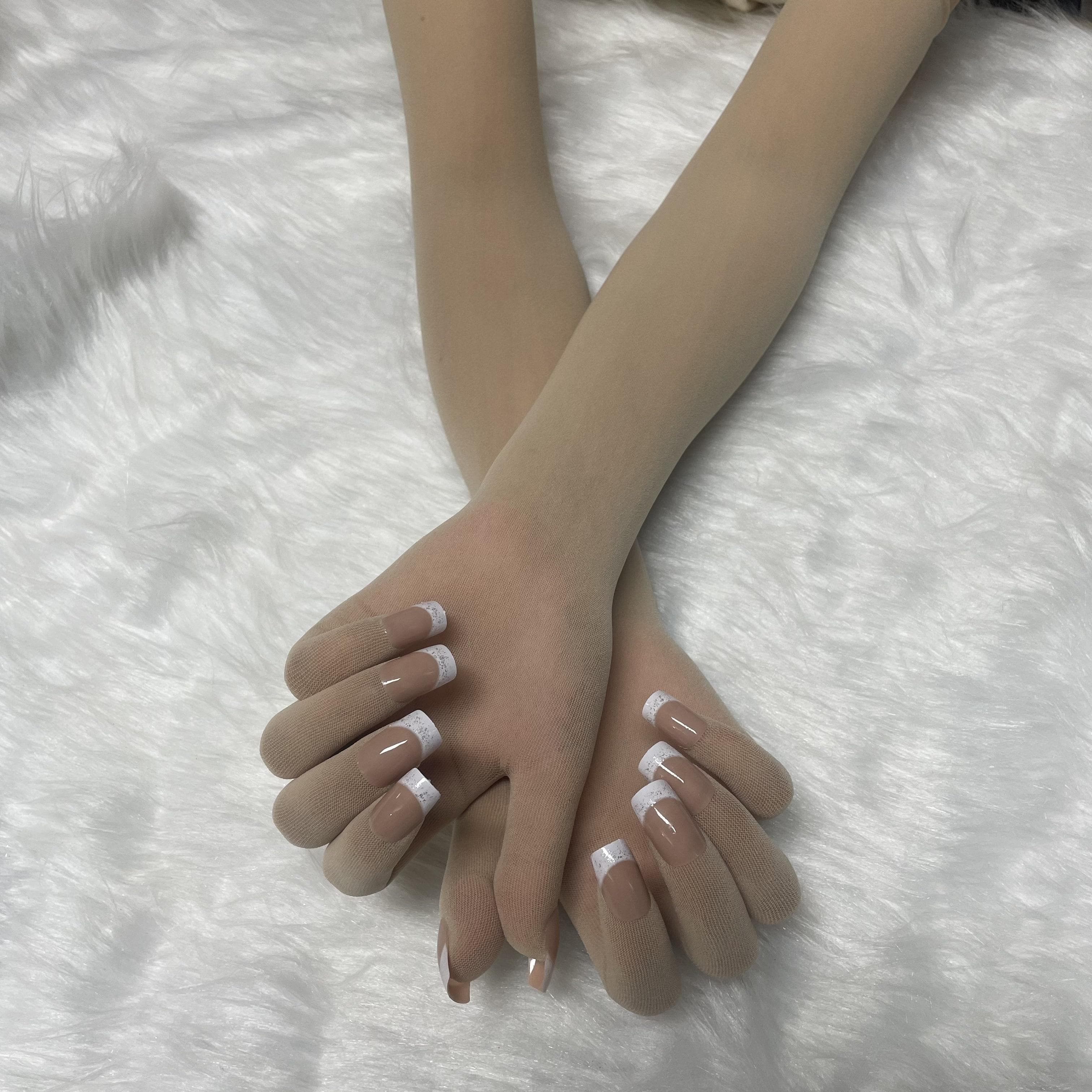 TEMU A Pair Of Unisex Ultra-thin Breathable 5 Finger Split 30d Velvet Material Cosplay High Sexy Stockings Wedding Party Halloween Long Gloves With Nails