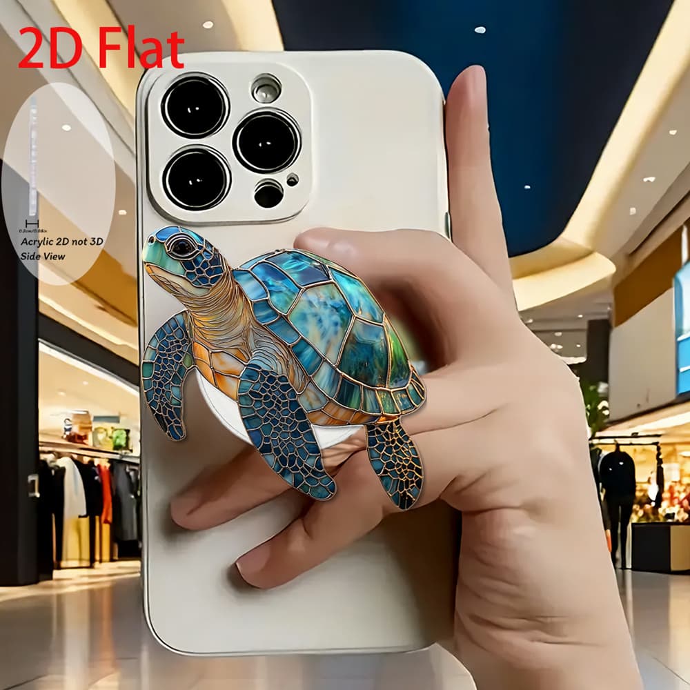TEMU A 2d Flat Acrylic Turtle Phone Holder Retractable And Pops Up