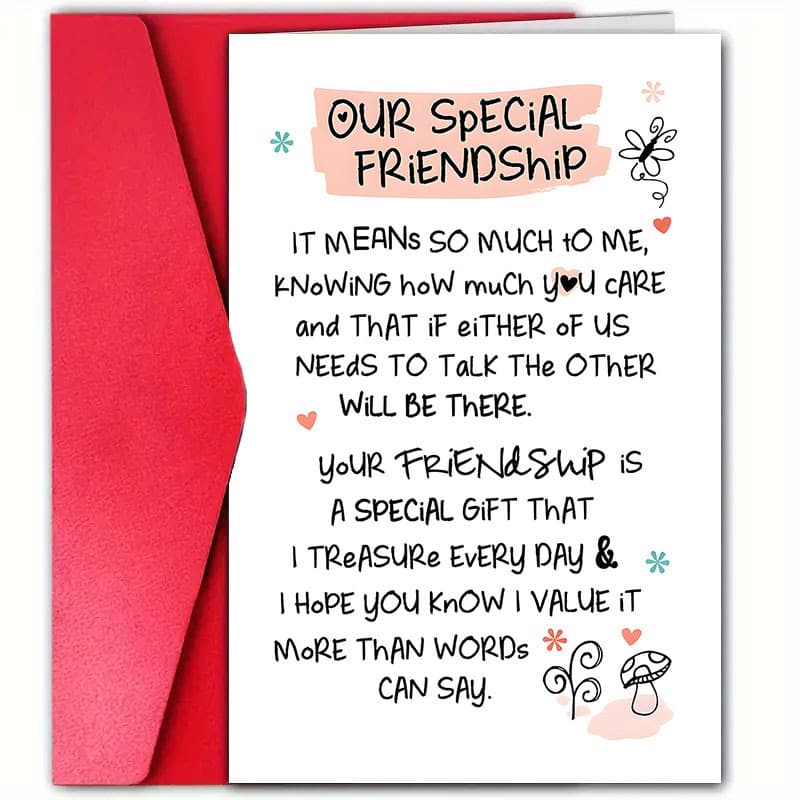 TEMU 1pc Friendship Day Greeting Card, High-quality Paper, Unique Humorous Design, With Envelope, For Any Recipient, For , Appreciation And