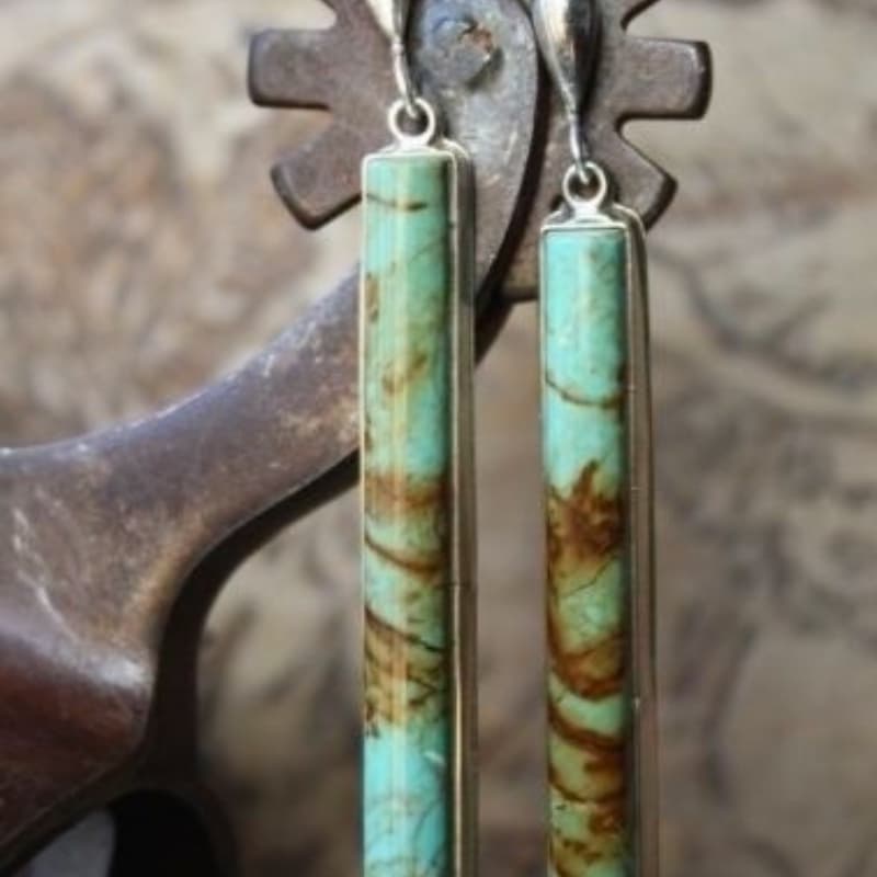 TEMU 2pcs Artisan-style Synthetic Turquoise Drop Earrings In Bohemian Style, Perfect For Festivals, Vacations, Dates, Birthdays, And Occasions. Adds An And Style