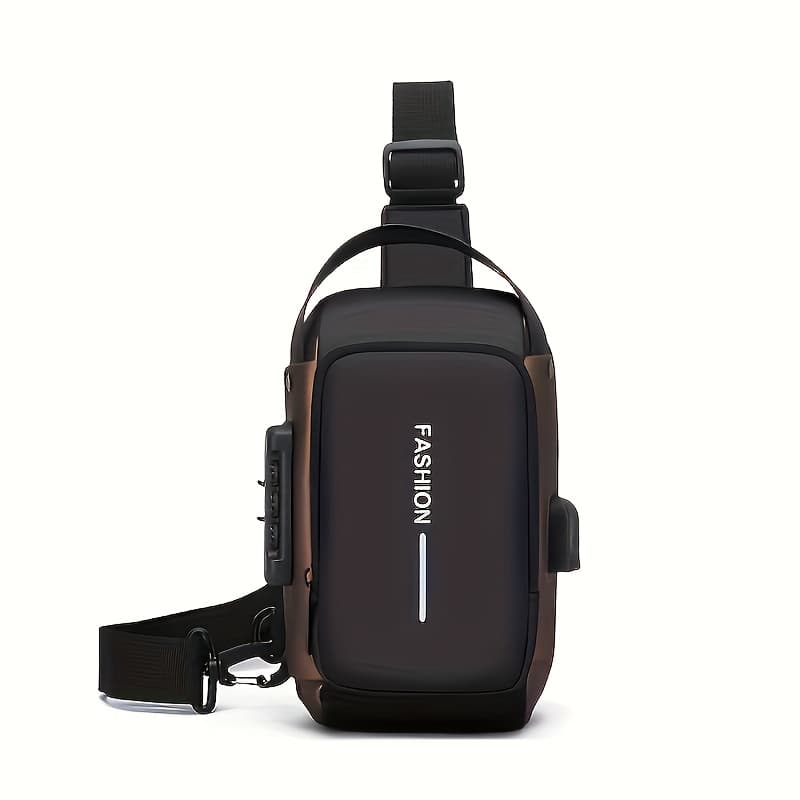 TEMU Anti-theft Motorcycle Backpack With Lock, Convertible Crossbody Bag, Zipper Closure And Theft-proof Compartment, Adjustable Shoulder Strap Suitable For Commuting, Travel