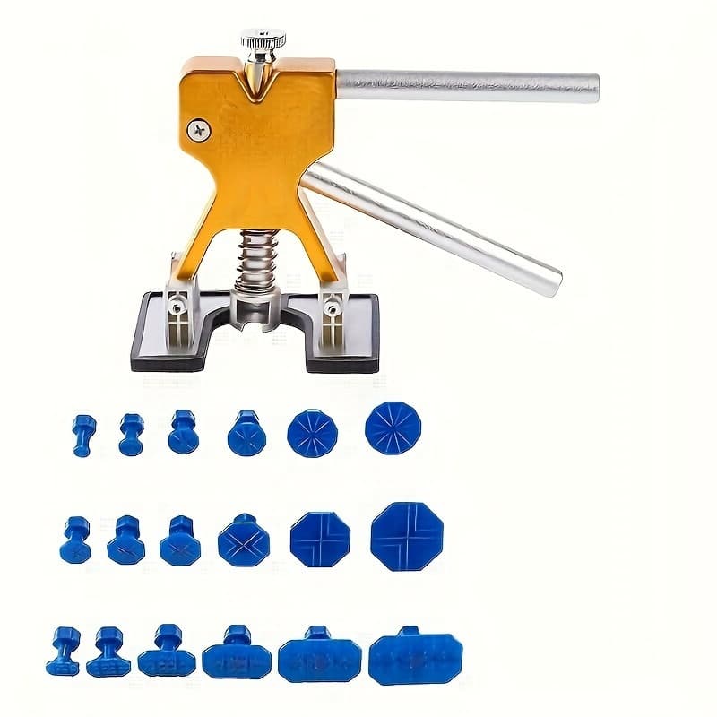 TEMU Paintless Dent Repair Kit - Professional Body Dent Puller With 18 Tabs, Mats ( Dent Removal Tool For Doors/hoods | Non-paint Damage Fix) - Auto Body Repair Essential
