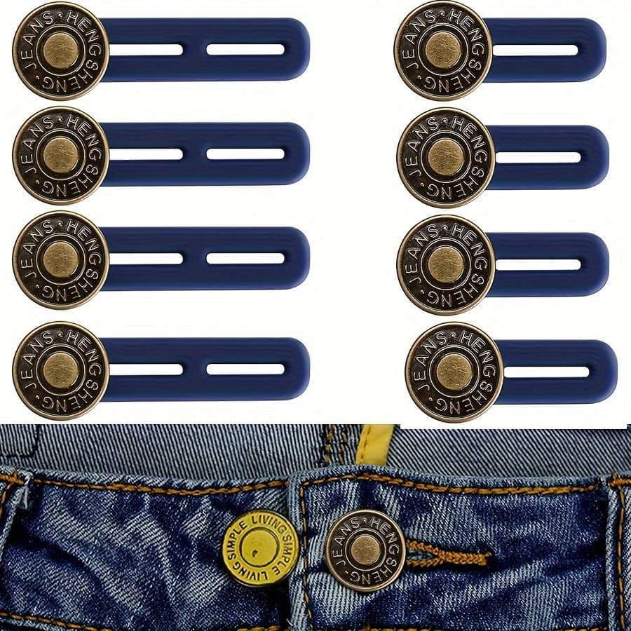 TEMU 8 Pack Seamless Jeans Extenders - Adjustable Waistband Extenders For Men And Women, Metal Jeans Cutting Accessories
