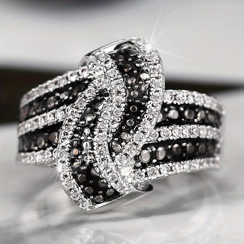 TEMU 1pc Women's Fashionable And Unique Ring, Elegant And Luxurious Synthetic Synthetic Zirconia Inlaid Ring, Versatile And Durable Jewelry For Women's Banquets, Parties, Vacations, And Birthday Gifts