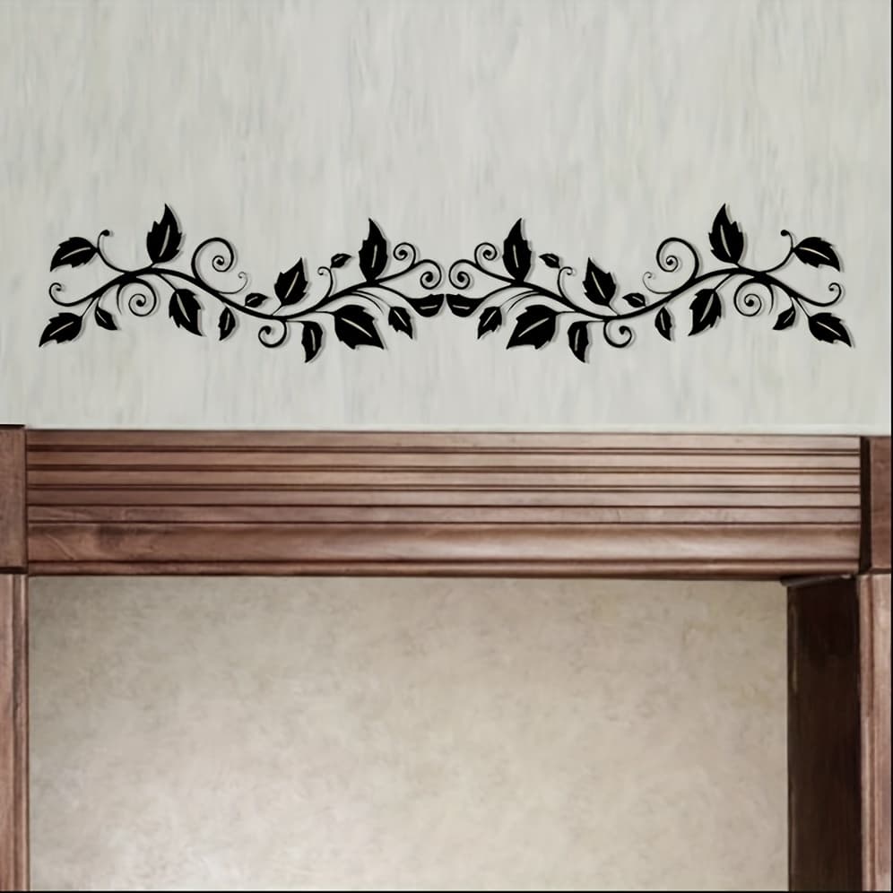 TEMU Set Of 2 Vintage Black Metal Wall Decorations - Elegant Laser-cut Ivy Branches With Leaf Vines, Rustic Floral Wall Art For Living Room, Bedroom, Dining Room