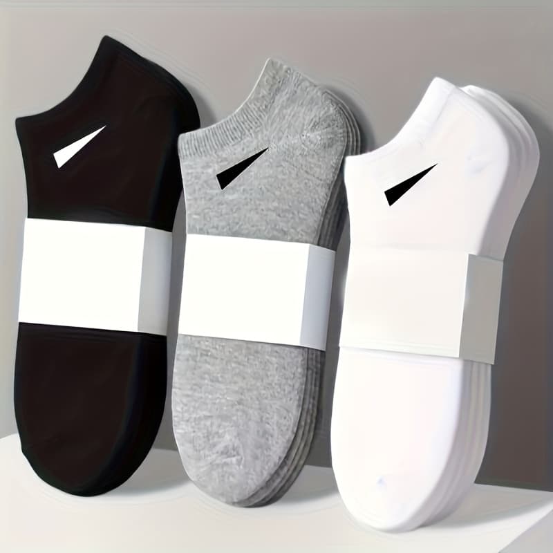 TEMU 5pairs Casual Short Socks In Of Black, White, And Gray Colors. Basic Socks Are Designed For Men And Women And Are For Any Season. A Practical And For Casual Attire, Breathable, Sweat-absorbent