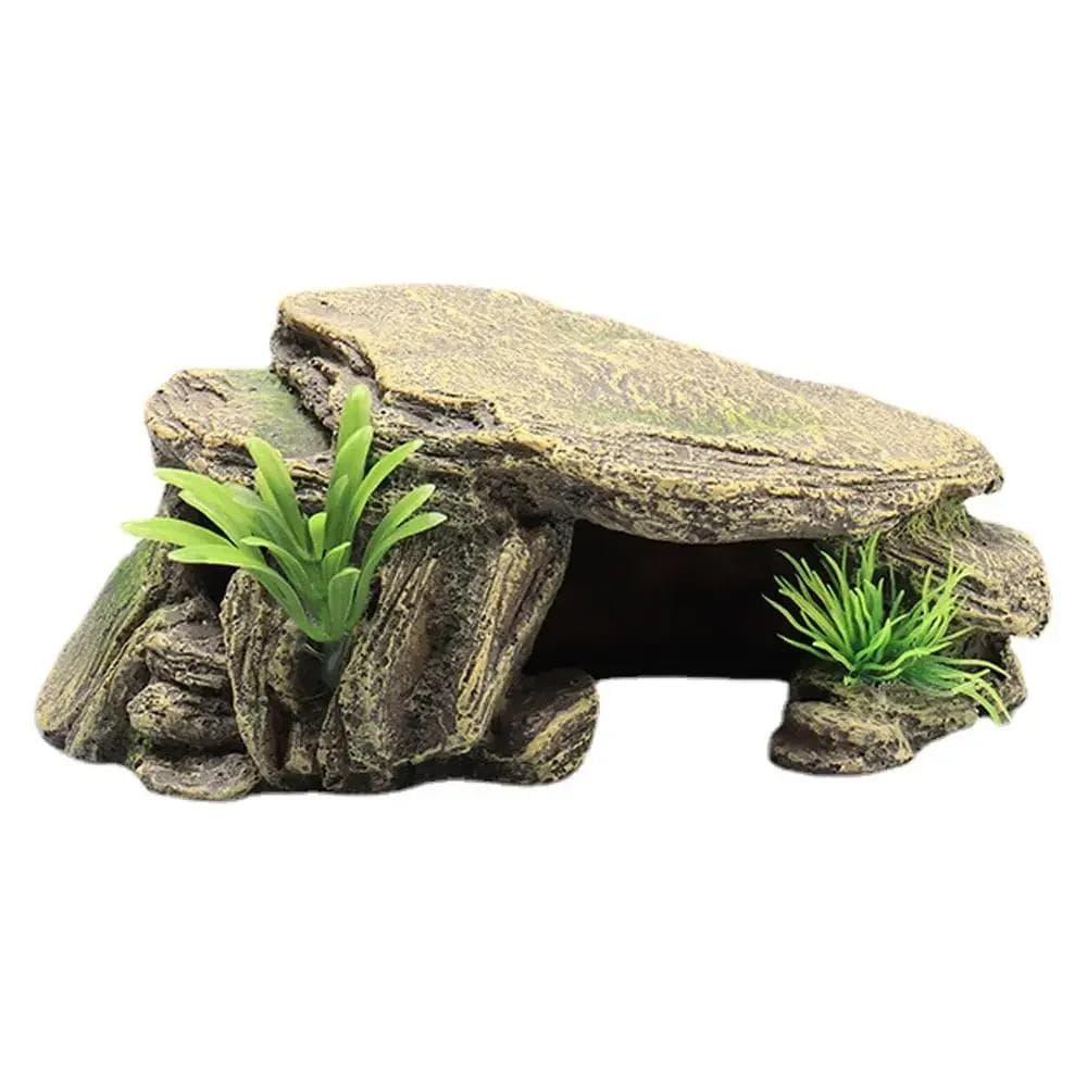 TEMU Natural Rock Shape Reptile Hiding Cave Resin Craft Shelter Habitat For Turtles Aquarium Terrarium Decoration