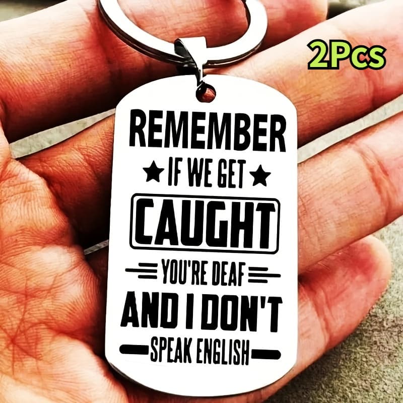 TEMU 2pcs Stainless Steel Novelty Keychains, "remember If " Dual-language Friendship Keyring, Ideal Gift
