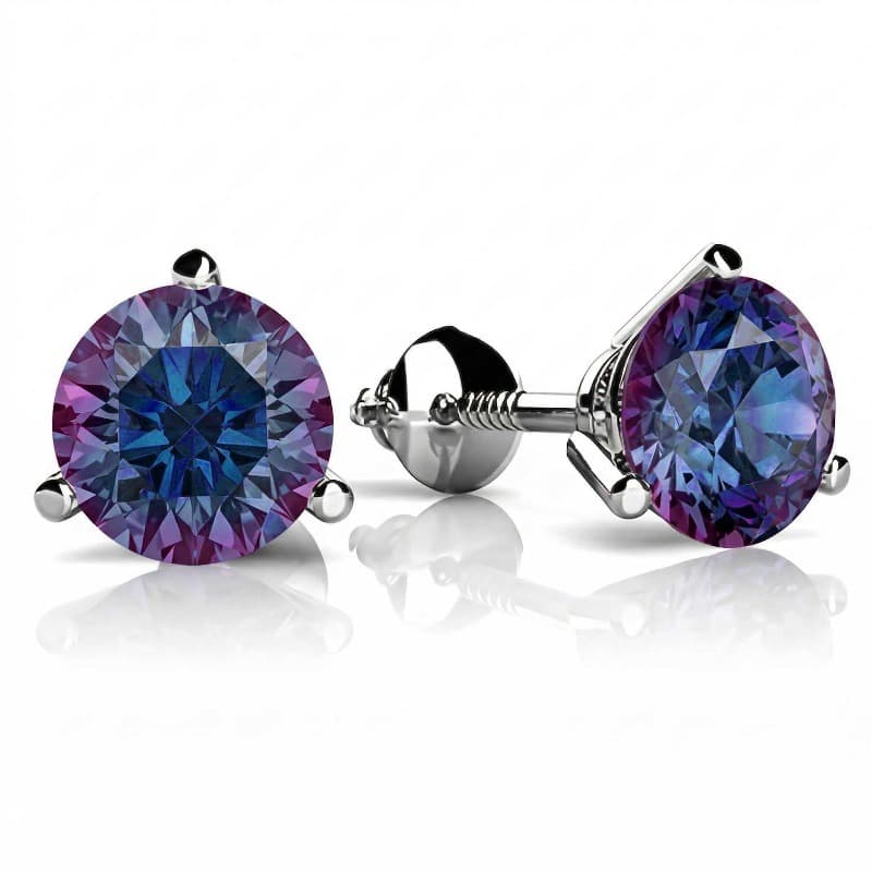 TEMU A Pair Of Round Cubic Zirconia Stud Earrings, Women's Stud Earrings, Screw Back Earrings, Valentine's Day Engagement Jewelry Gifts, Inlaid With Color-changing Zirconia, To Parties, Birthday Gifts